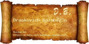 Draskovich Balabán névjegykártya